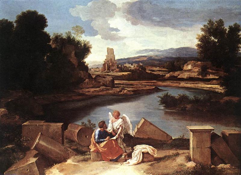 Nicolas Poussin Landscape with St Matthew and the Angel Sweden oil painting art